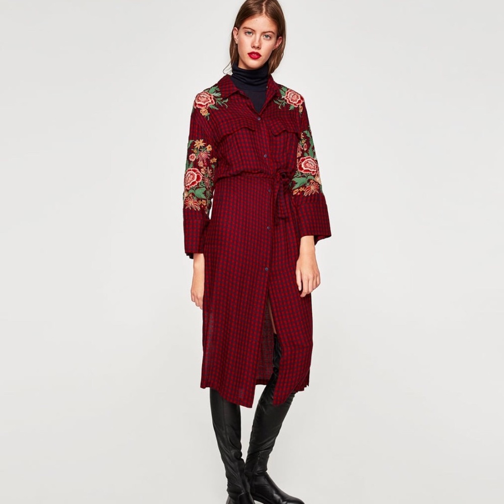 Zara plaid floral dress